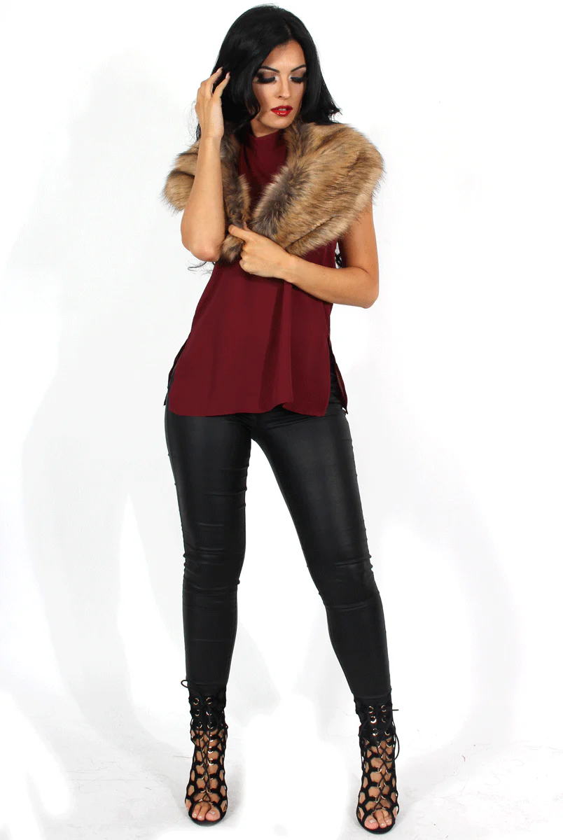 Annie Wine Halterneck Low Back Top - Image 3