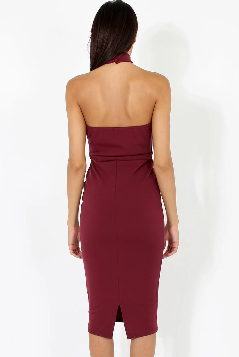 Aubergine Choker Bandeau Mesh Dress - Alva - Image 5