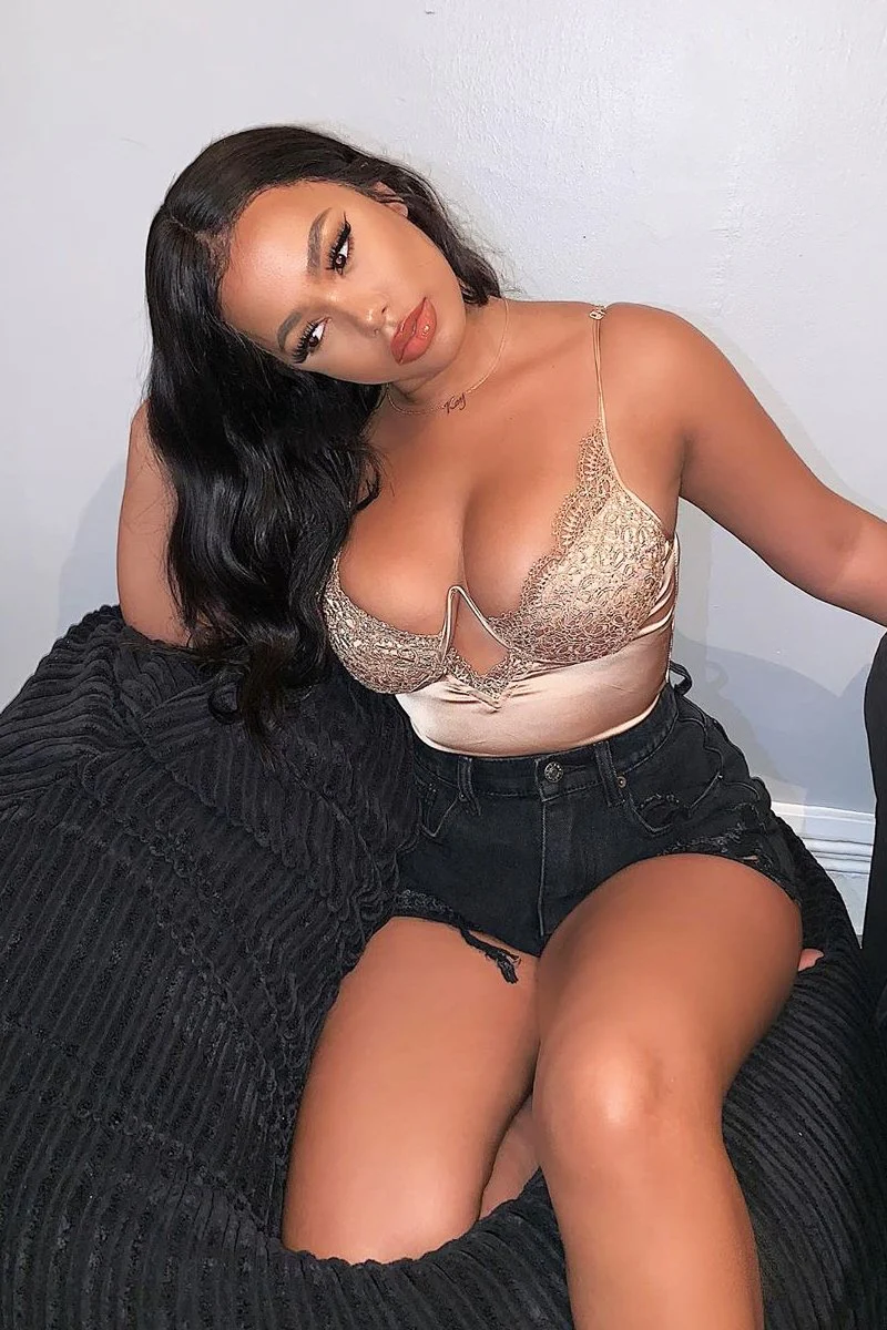 Beige Lace Underwired Cup Detail Bodysuit - Mariah - Image 8