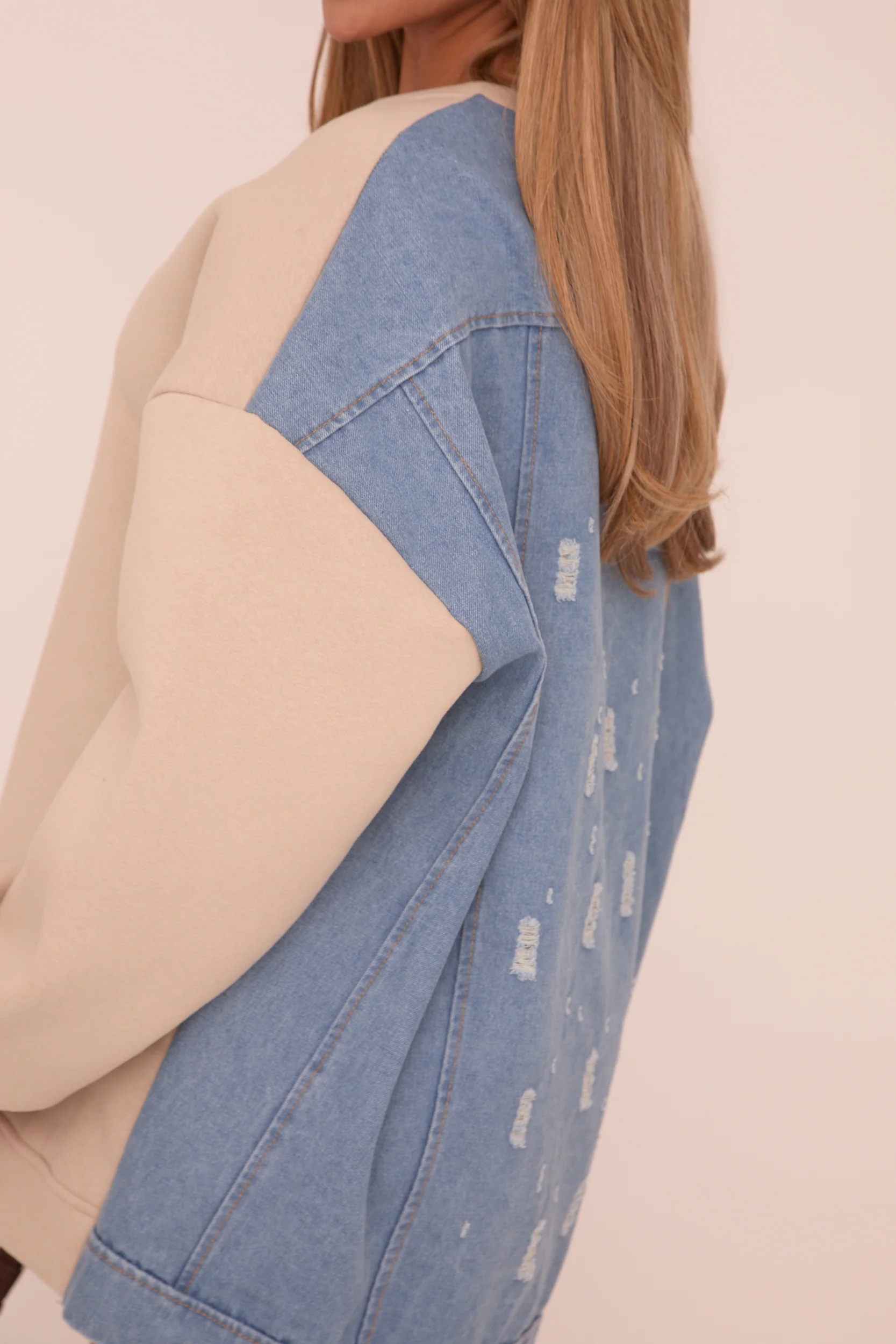 Beige Oversized Sweatshirt Dress - Claudia - Image 4