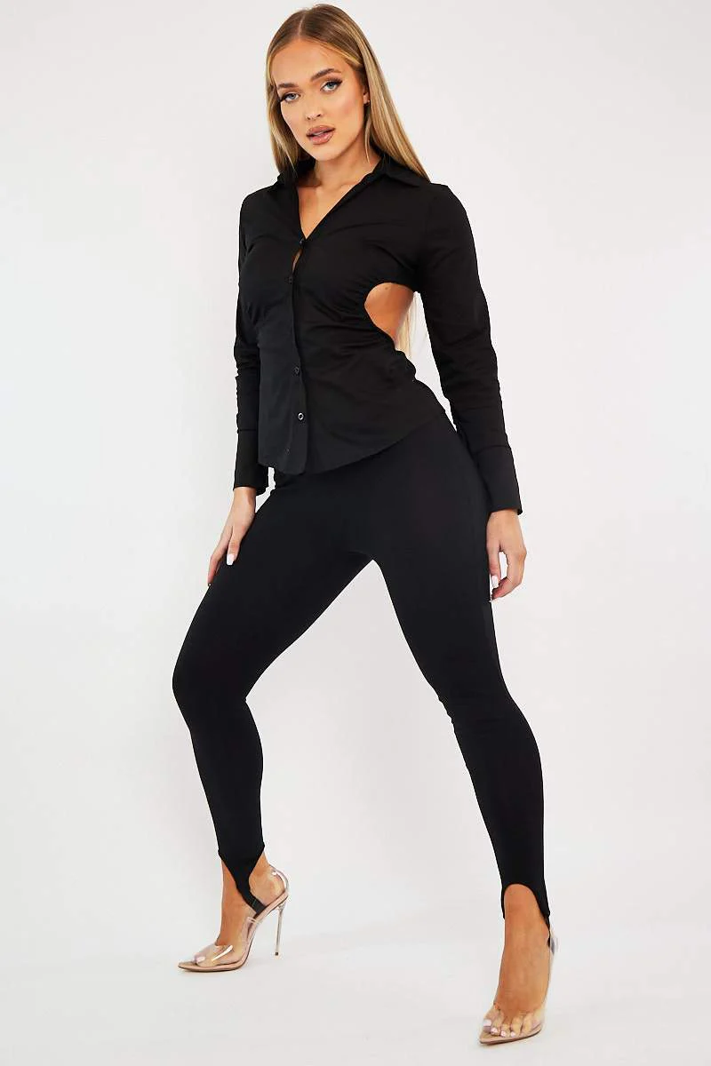 Black Backless Cut Out Shirt - Maja - Image 3