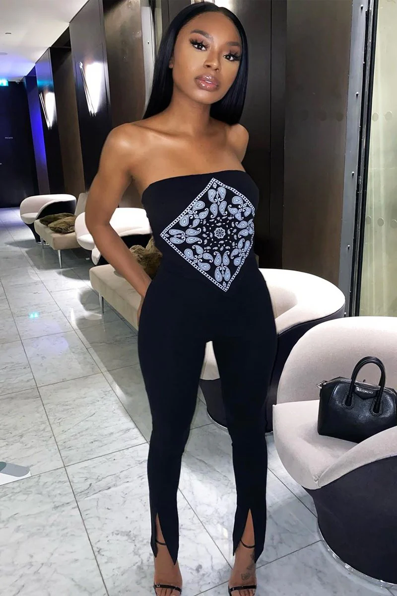 Black Bandana Scarf Print Crop Top - Jacquelin - Image 8