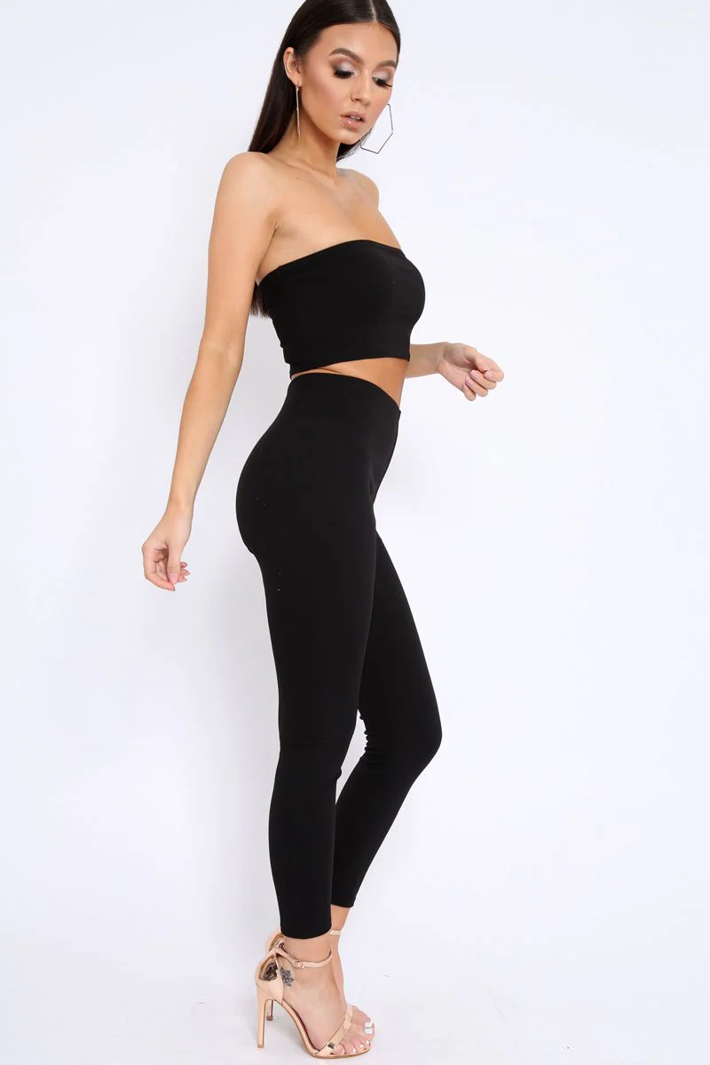 Black Bandeau Top And Leggings Co-Ord - Kristina - Image 3