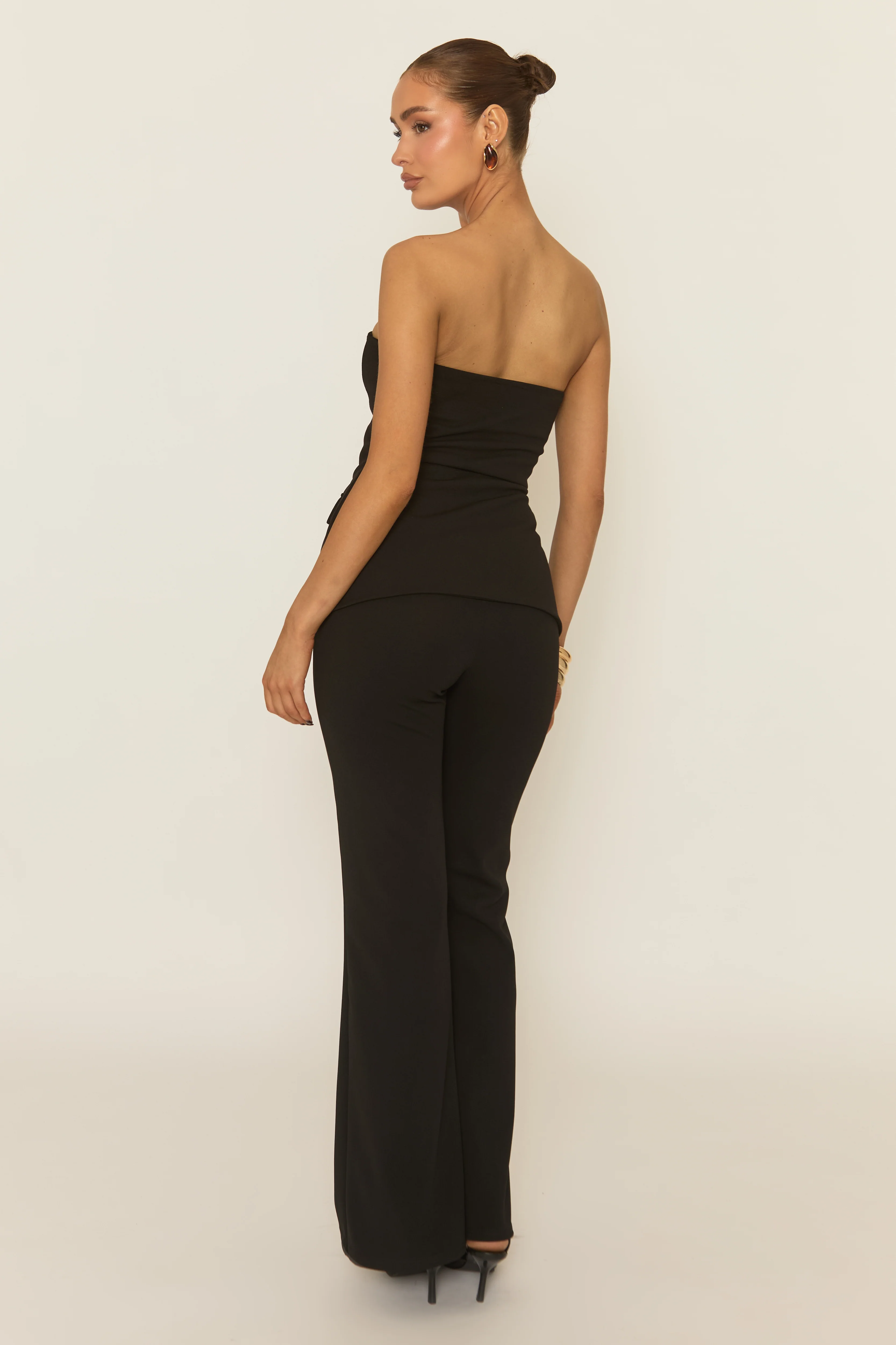 Black Bandeau Waistcoat and Flare Trouser Co-ord Set - Jalara - Image 4