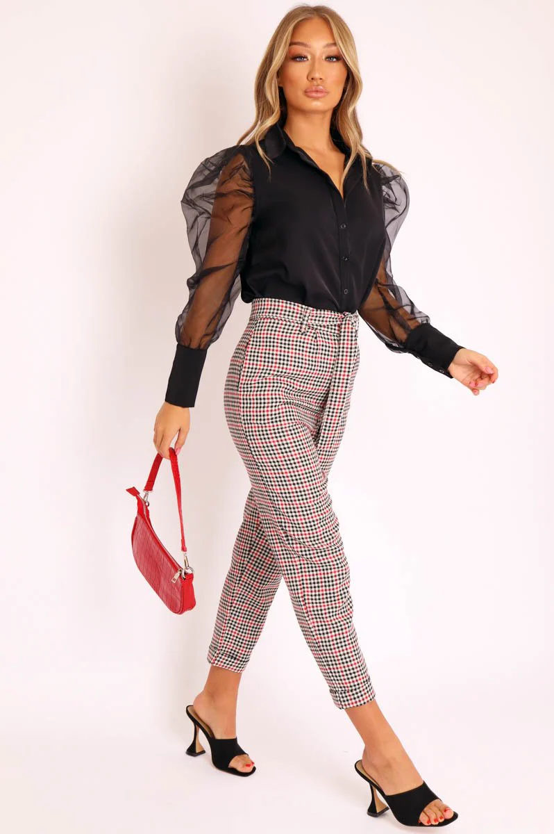 Black Button Front Sheer Long Sleeve Shirt - Fay - Image 3