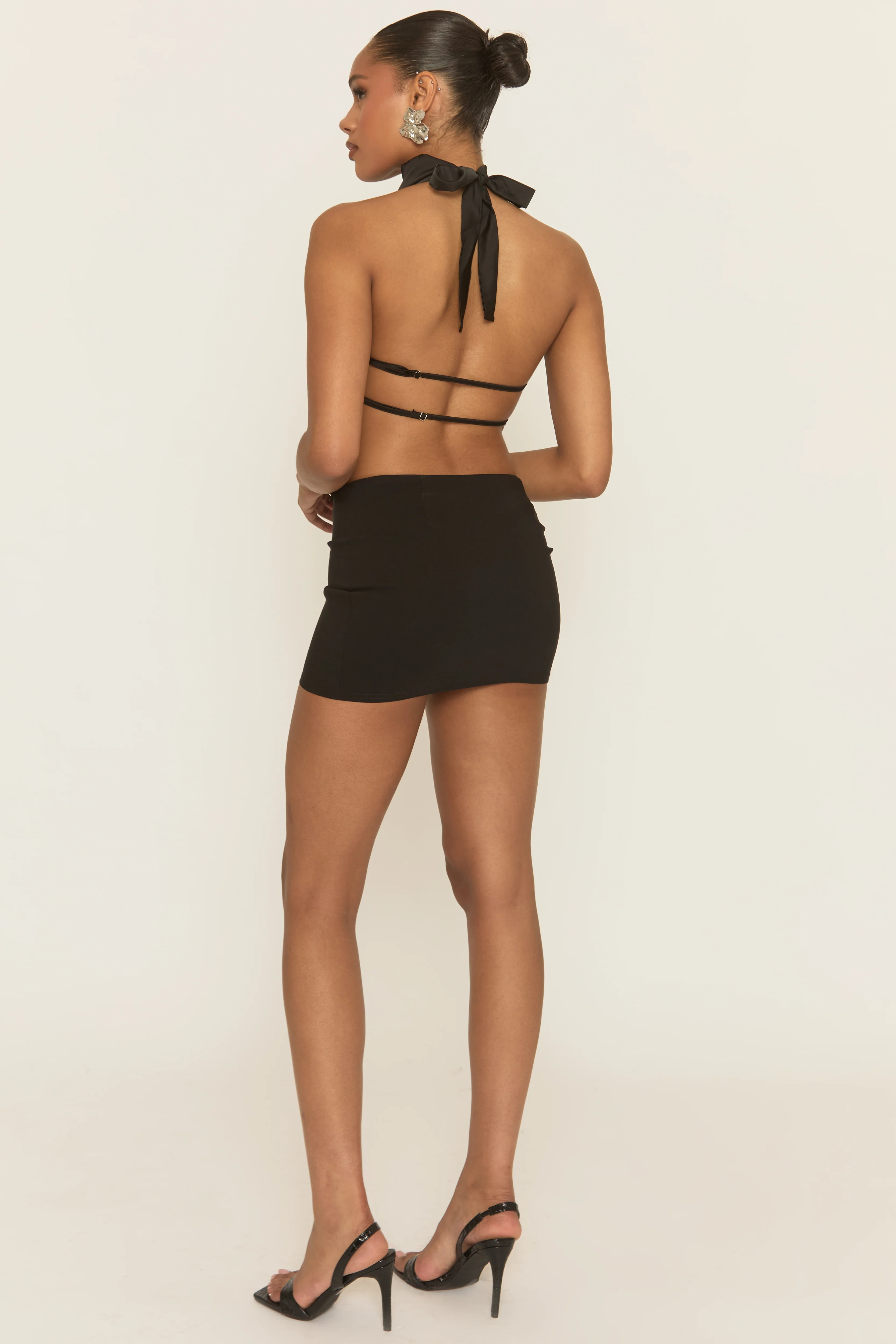 Black Cowl Neck Open Back Top - Klaudie - Image 5