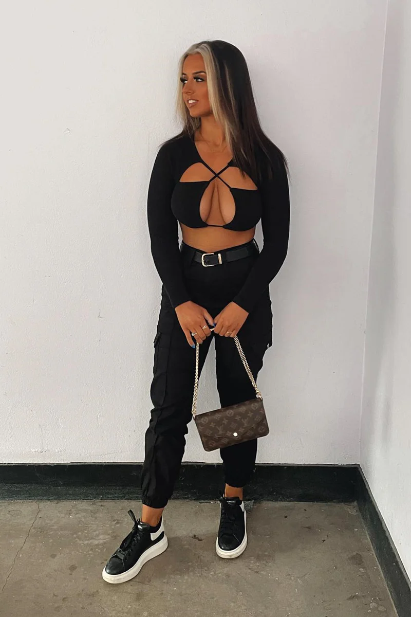 Black Cuffed Cargo Trousers - Genesis - Image 12