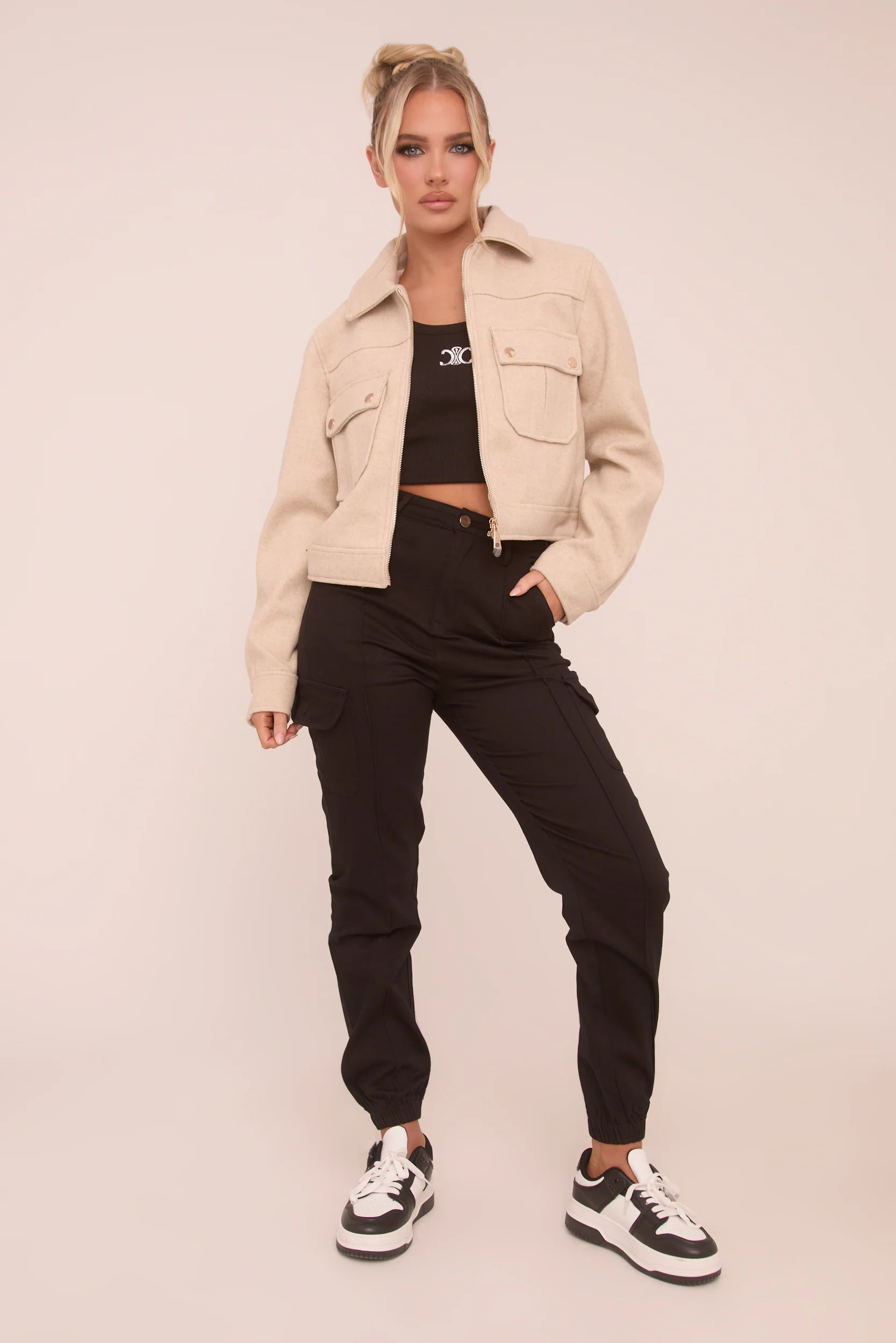 Black Cuffed Cargo Trousers - Genesis - Image 3