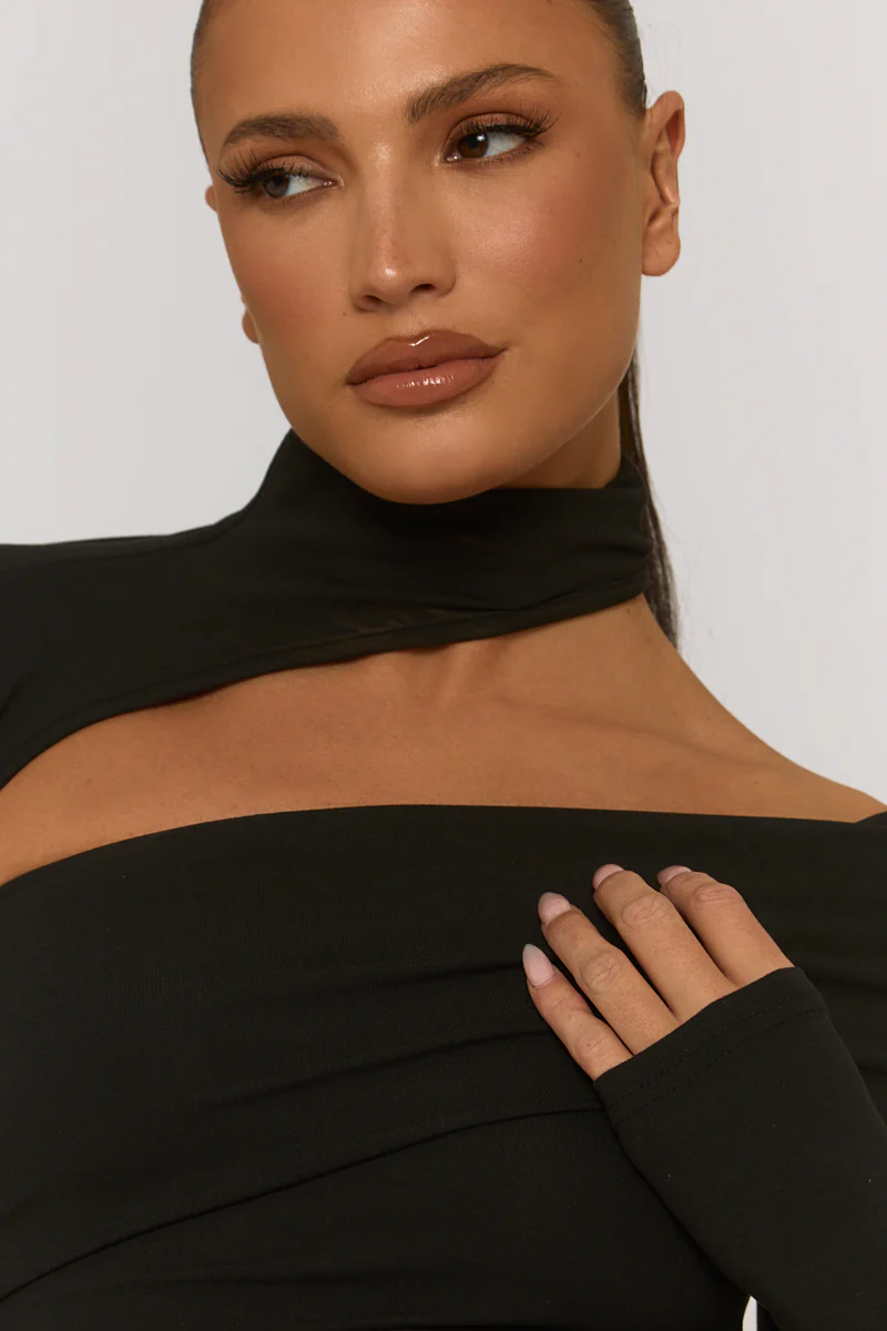 Black Cut Out Fitted Top - Varya - Image 3