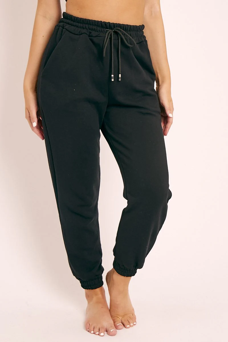 Black Drawstring Waist Joggers - Charley - Image 3