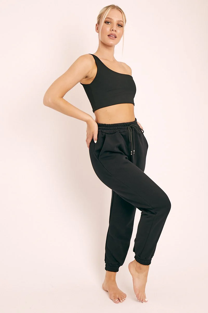 Black Drawstring Waist Joggers - Charley - Image 5