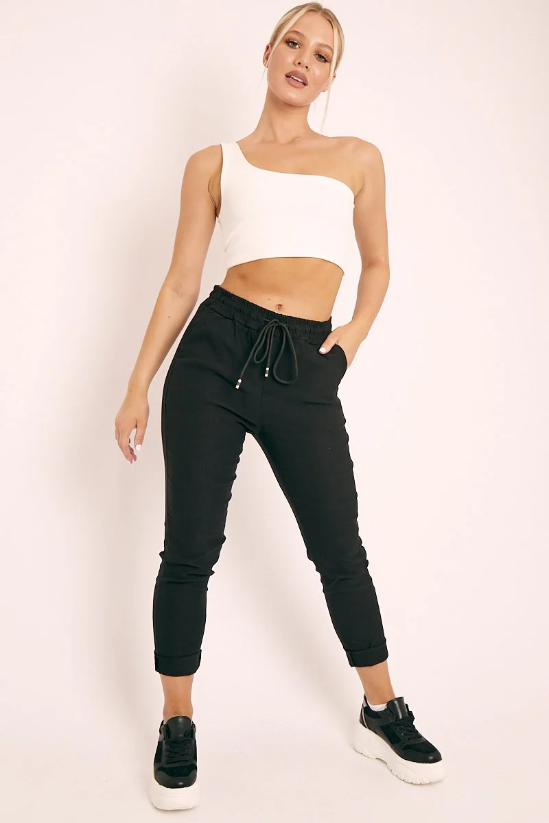 Black Drawstring Waist Trousers - Maddi - Image 3