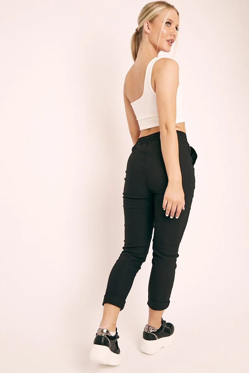 Black Drawstring Waist Trousers - Maddi - Image 4