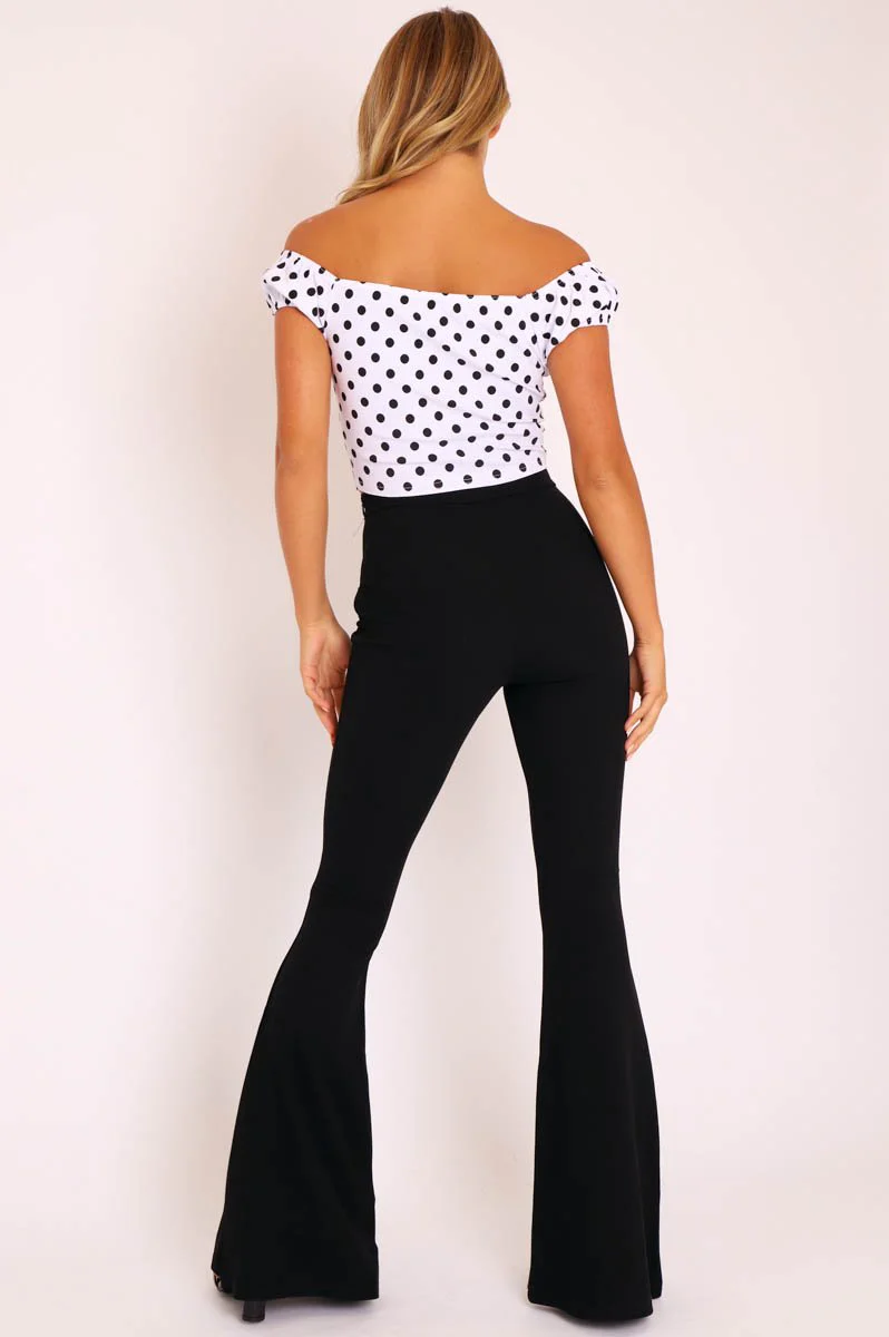 Black High Waisted Side Zip Flare Trousers - Billie - Image 5