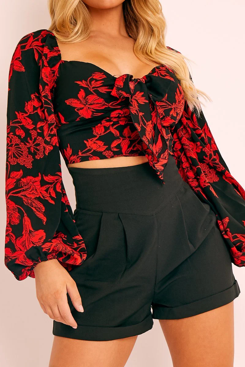 Black High Waisted Tailored Shorts - Emile - Image 5