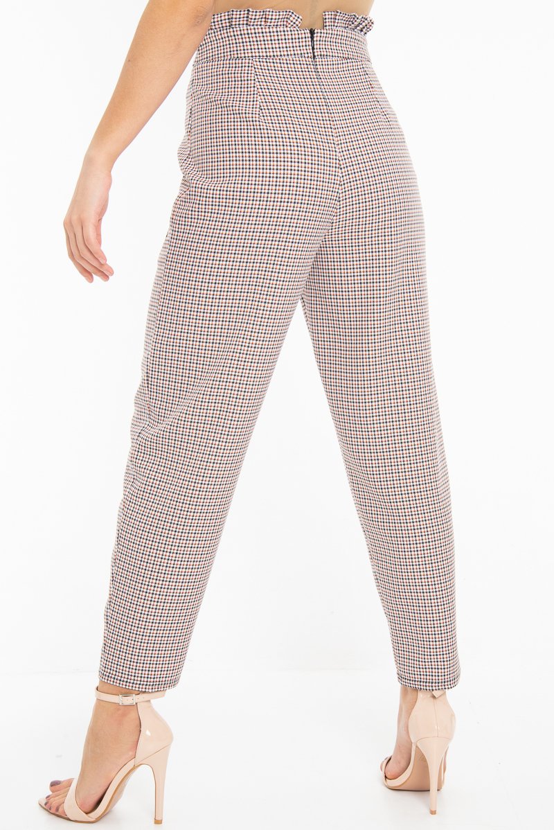 Black Orange Check Frill Detail Trousers - Bristal - Image 3