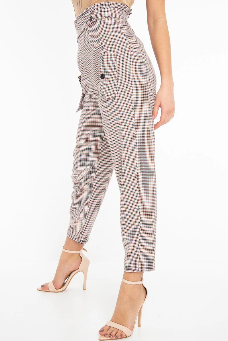 Black Orange Check Frill Detail Trousers - Bristal - Image 5
