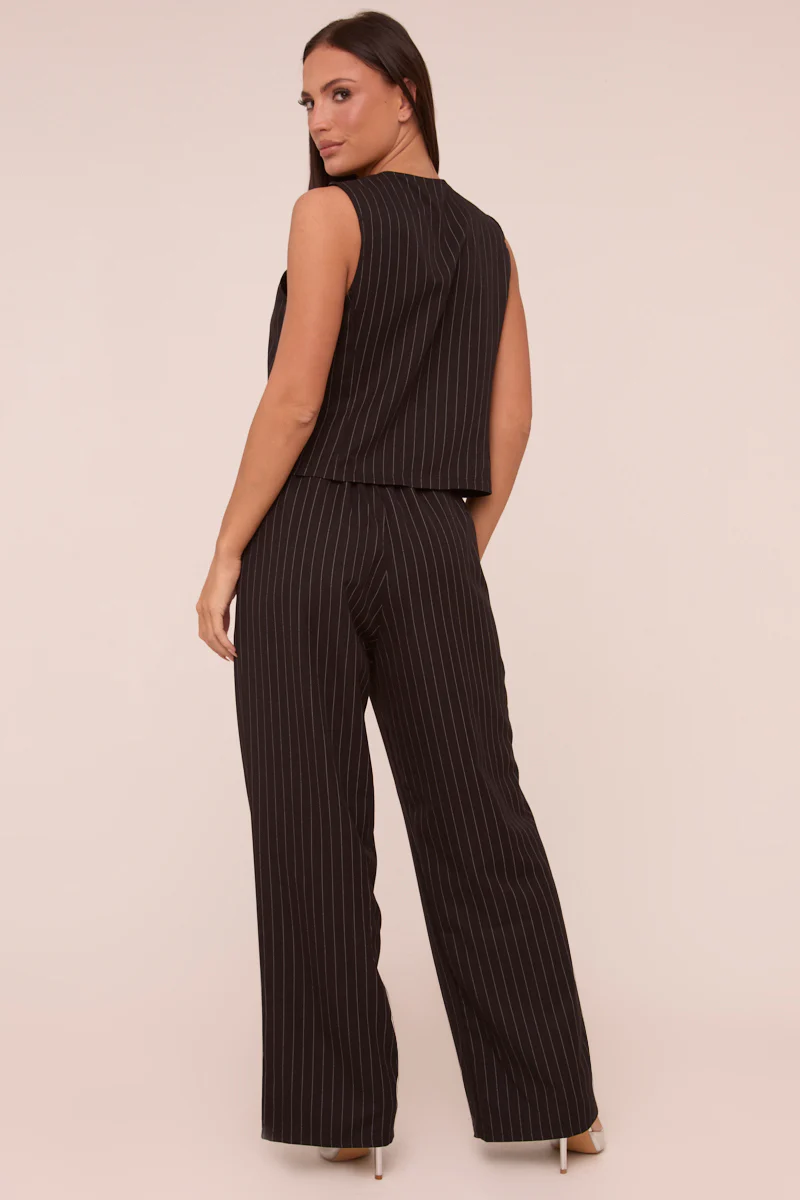 Black Pin Stripe Straight Leg Trousers - Ebba - Image 6