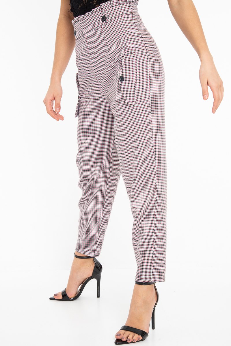 Black Pink Check Frill Detail Trousers - Bristal - Image 3