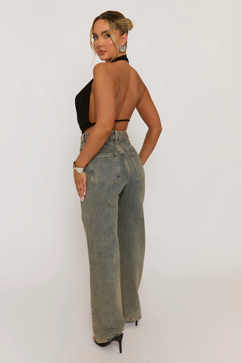 Black Plunge Halter Neck Top - Micah - Image 5