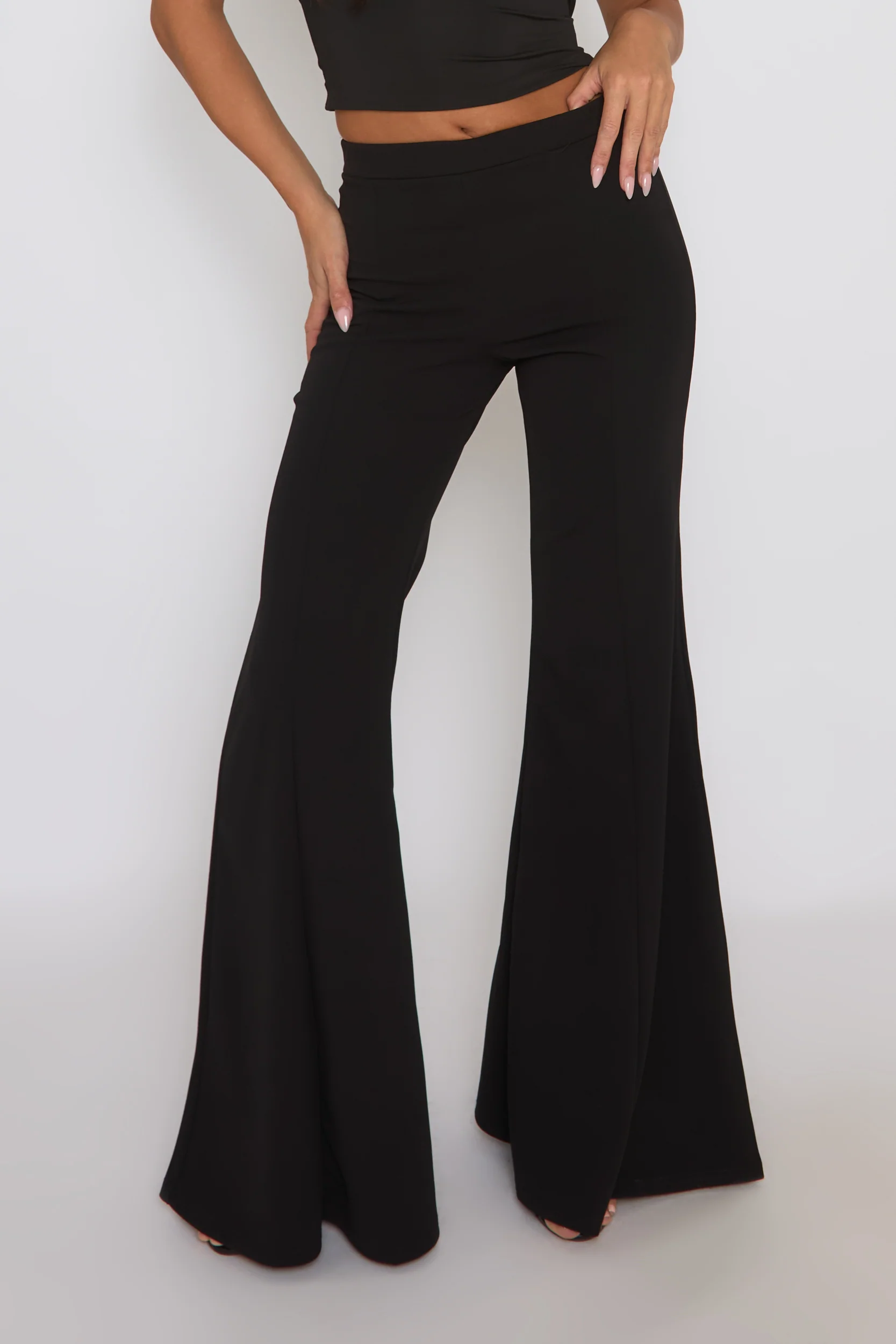 Black Seam Detail Flare Trousers - Hester - Image 3