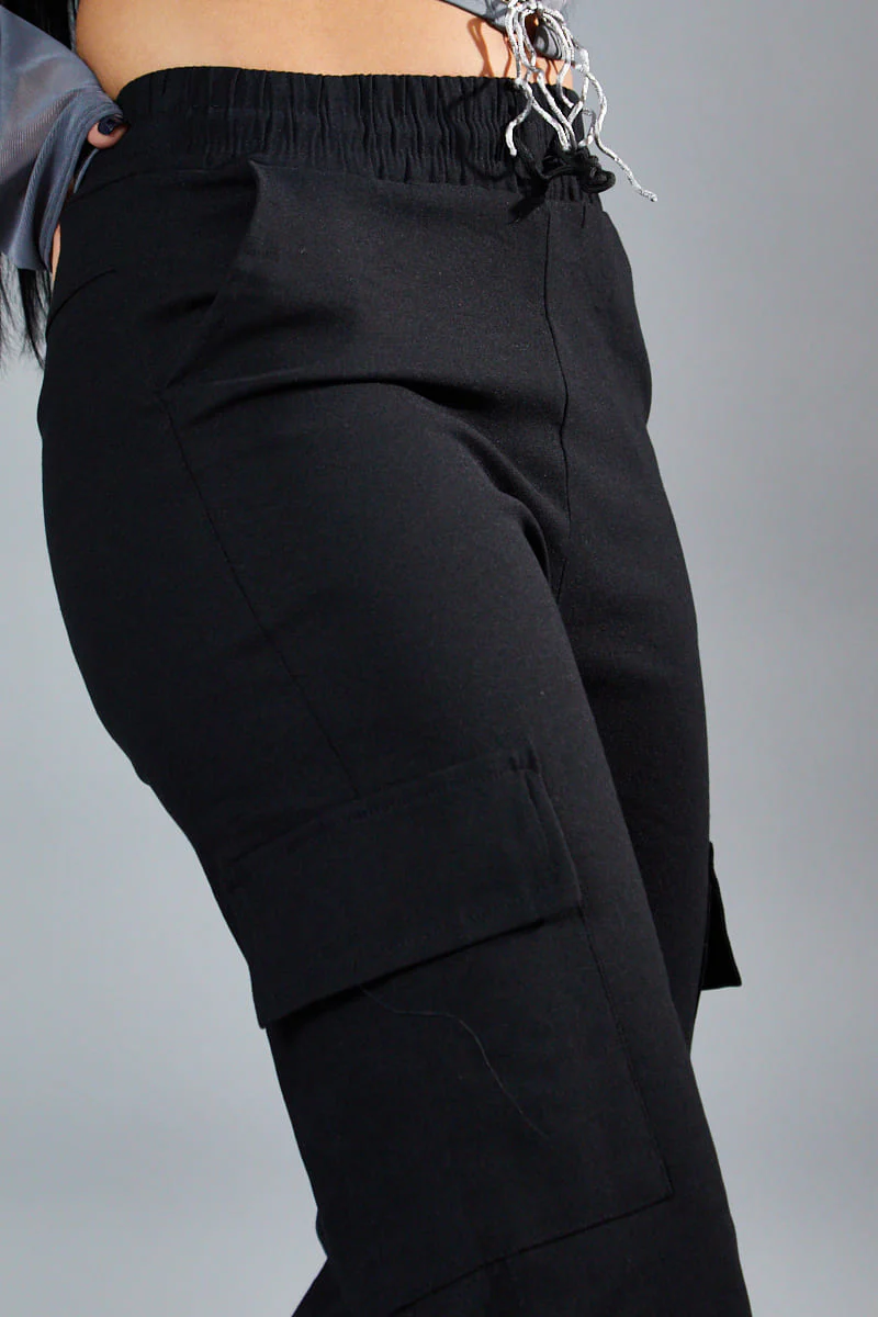 Black Straight Leg Cargo Trousers - Rian - Image 4