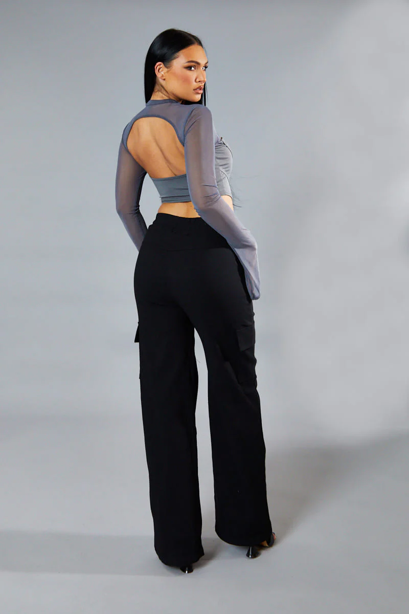 Black Straight Leg Cargo Trousers - Rian - Image 5