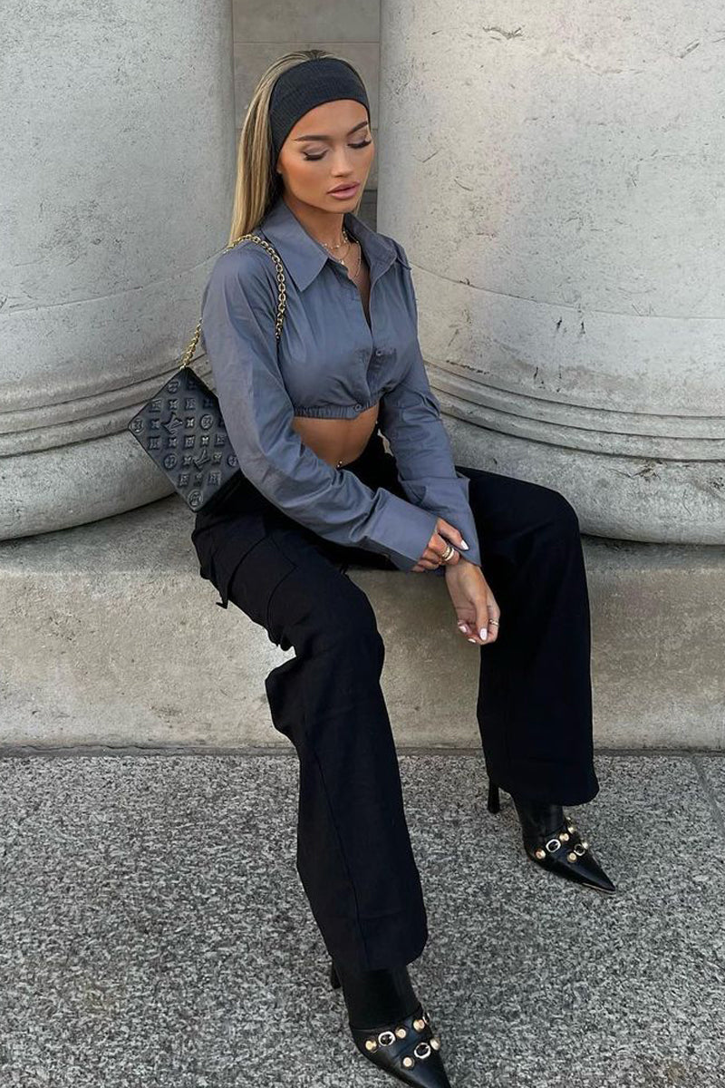 Black Straight Leg Cargo Trousers - Rian - Image 6