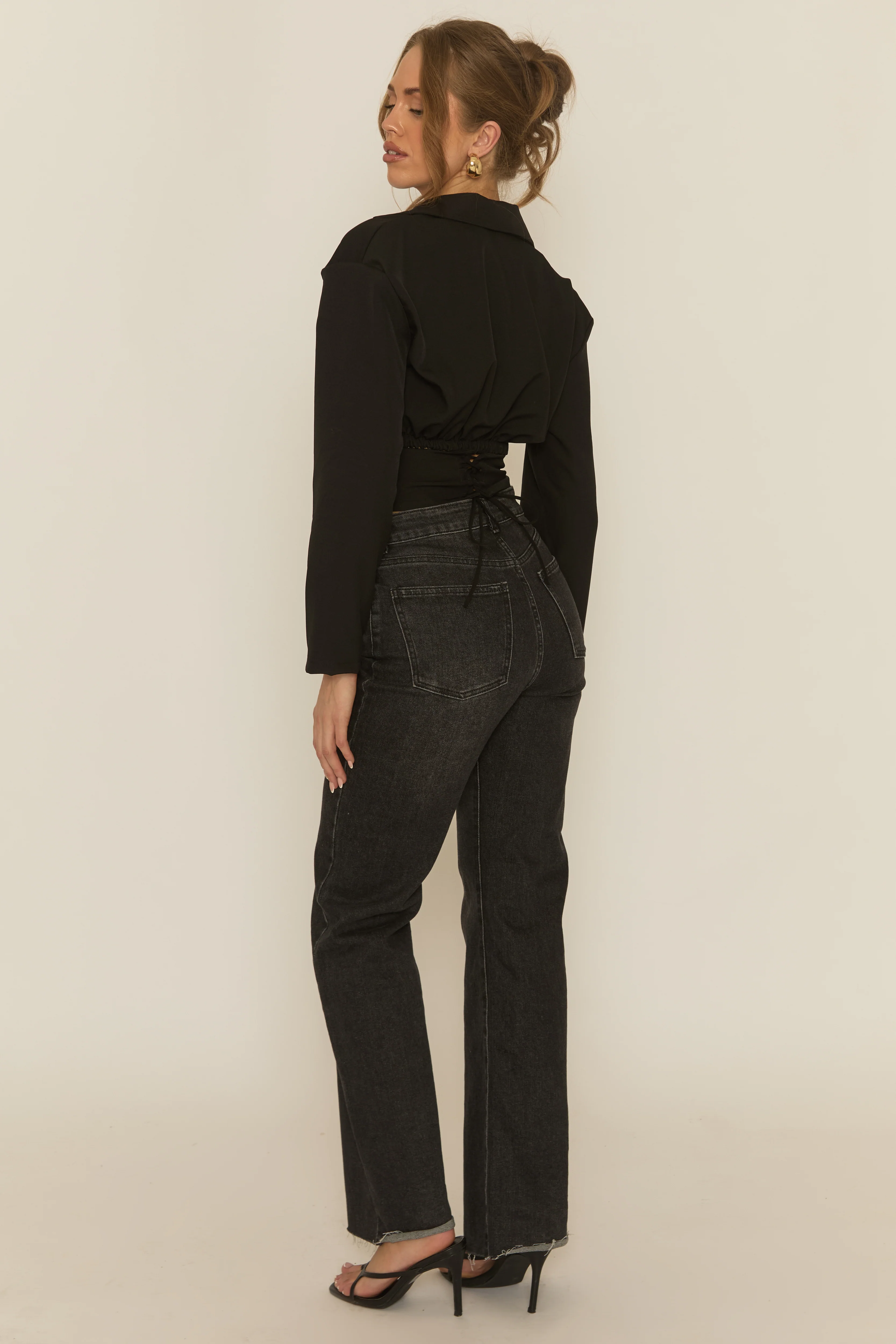 Black Tailored Corset Detail Shirt - Zadia - Image 5