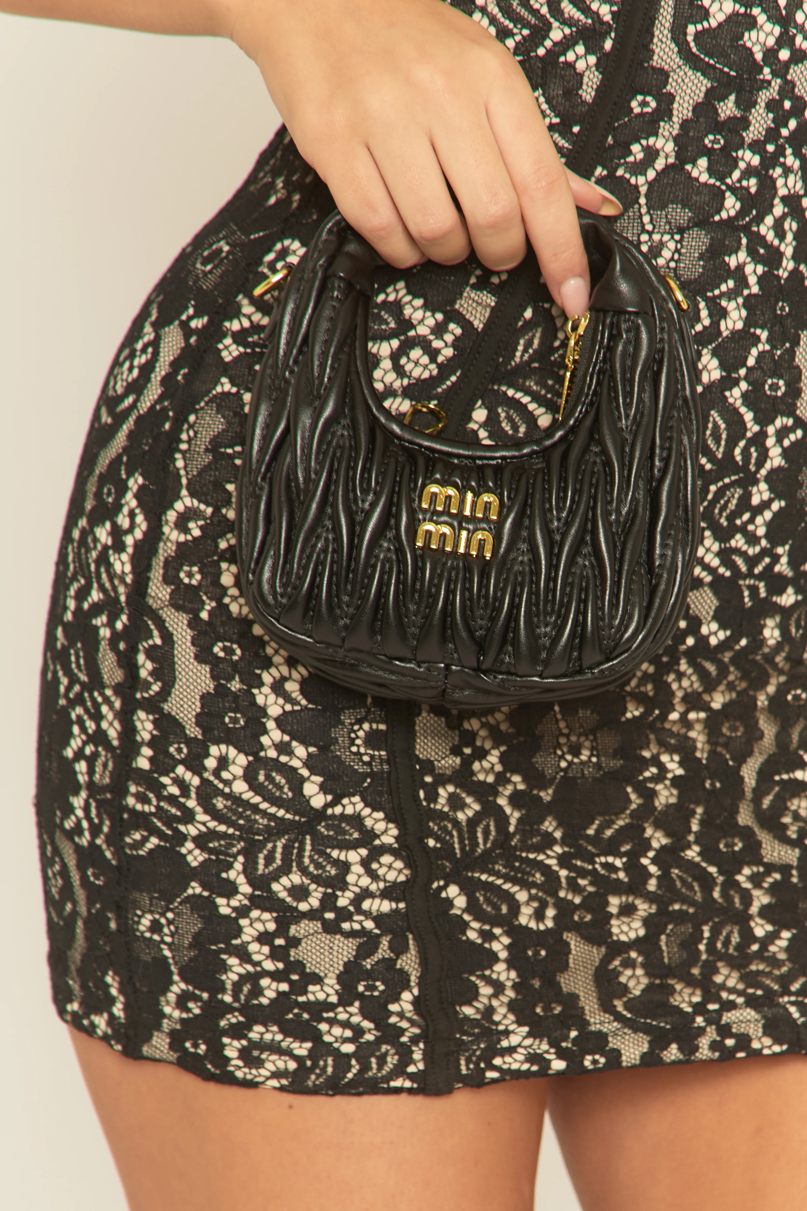 Black Textured Faux Leather Mini Bag - Bambi - Image 3