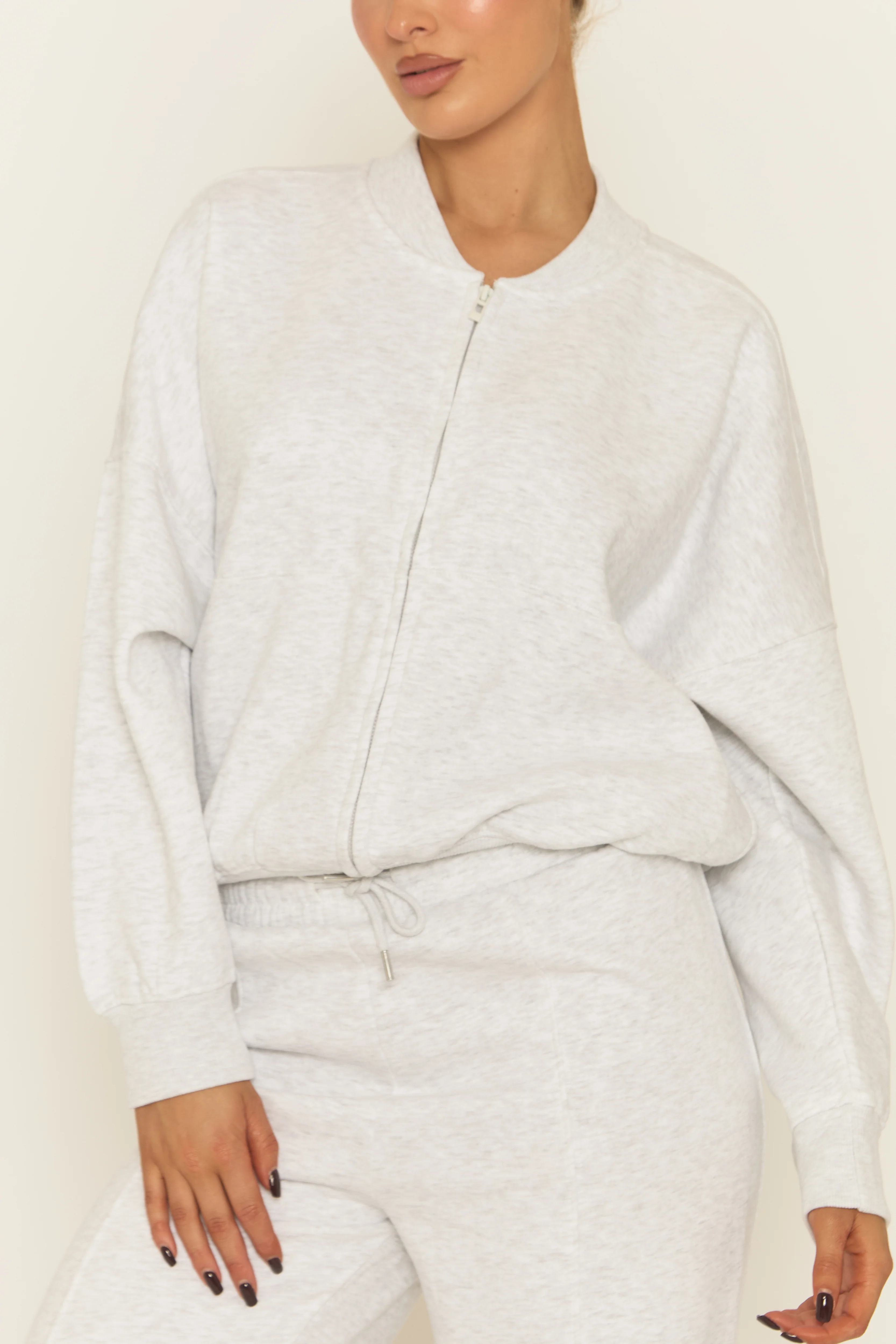 Bleach Grey Zip Front Bomber And Joggers Loungewear Co-ord Set - Sasha - Image 3