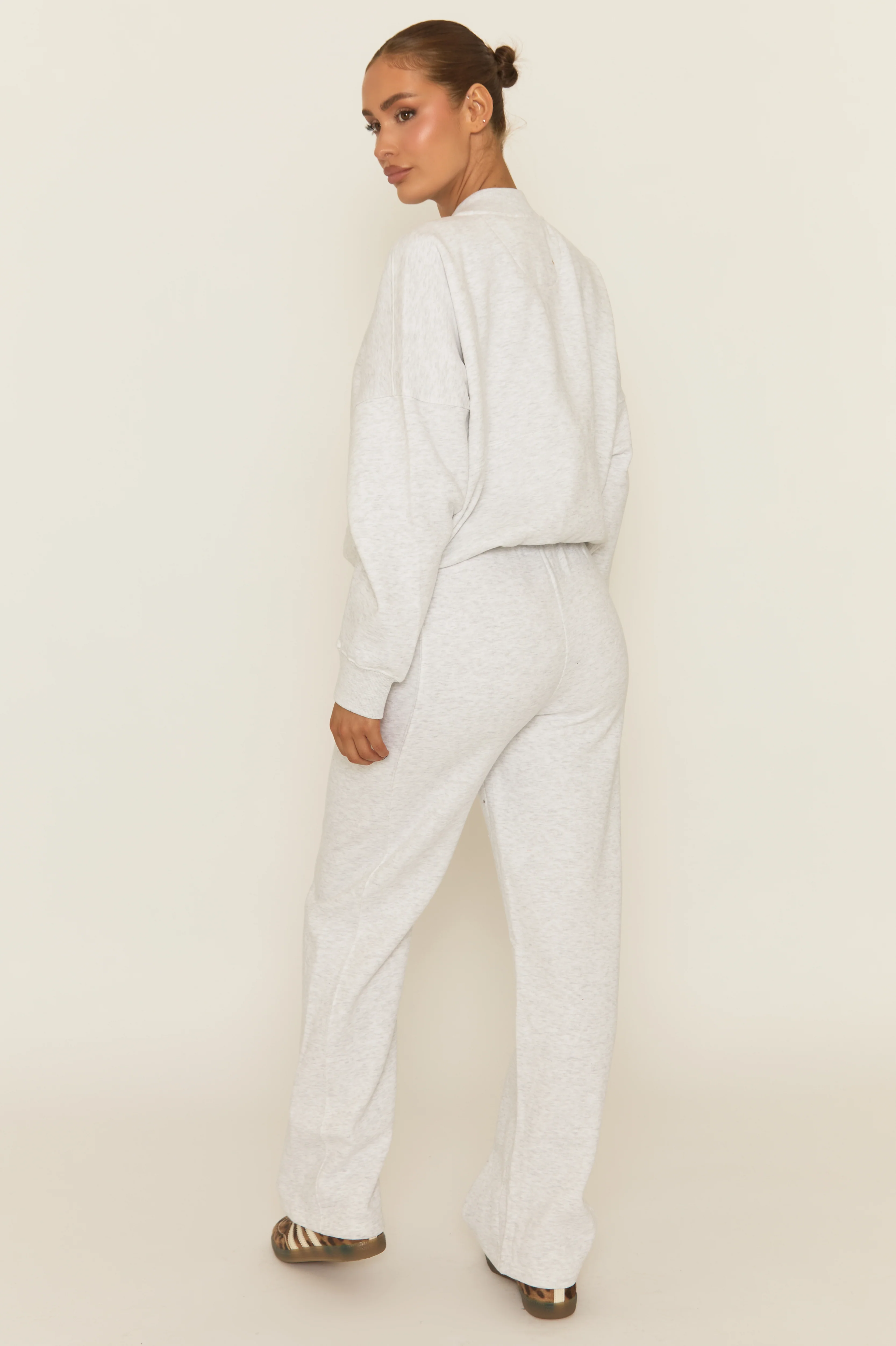 Bleach Grey Zip Front Bomber And Joggers Loungewear Co-ord Set - Sasha - Image 4