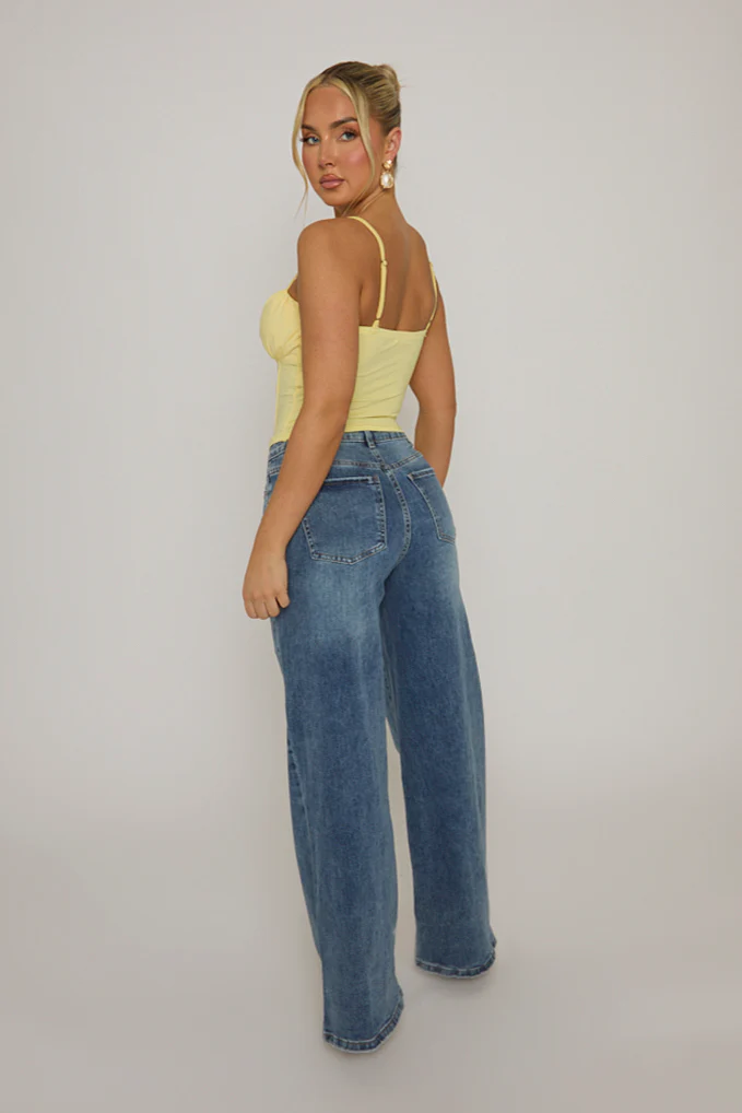 Butter Yellow Boned Strappy Corset Top - Edita - Image 5