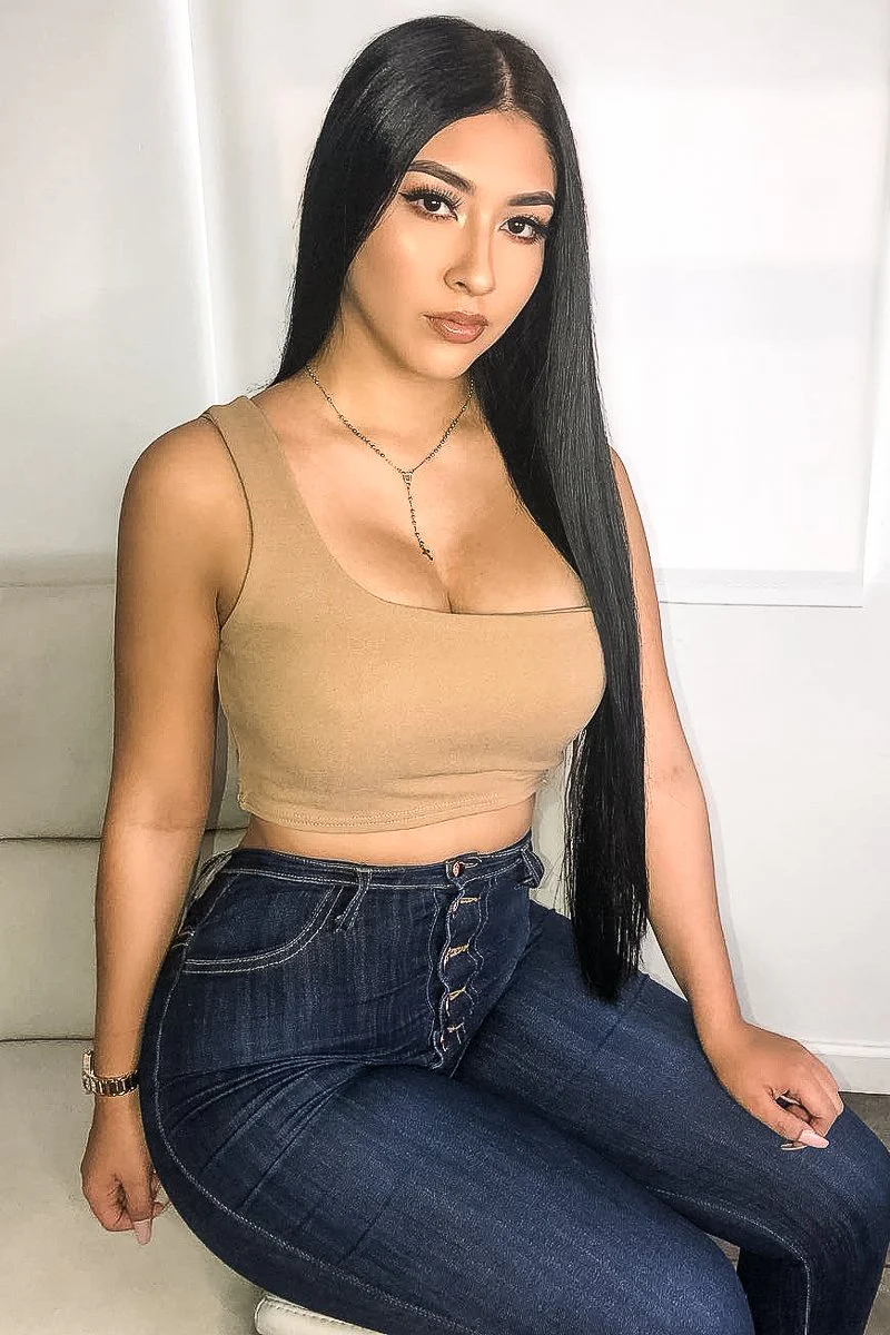 Camel One Shouldered Crop Top - Kamri - Image 3