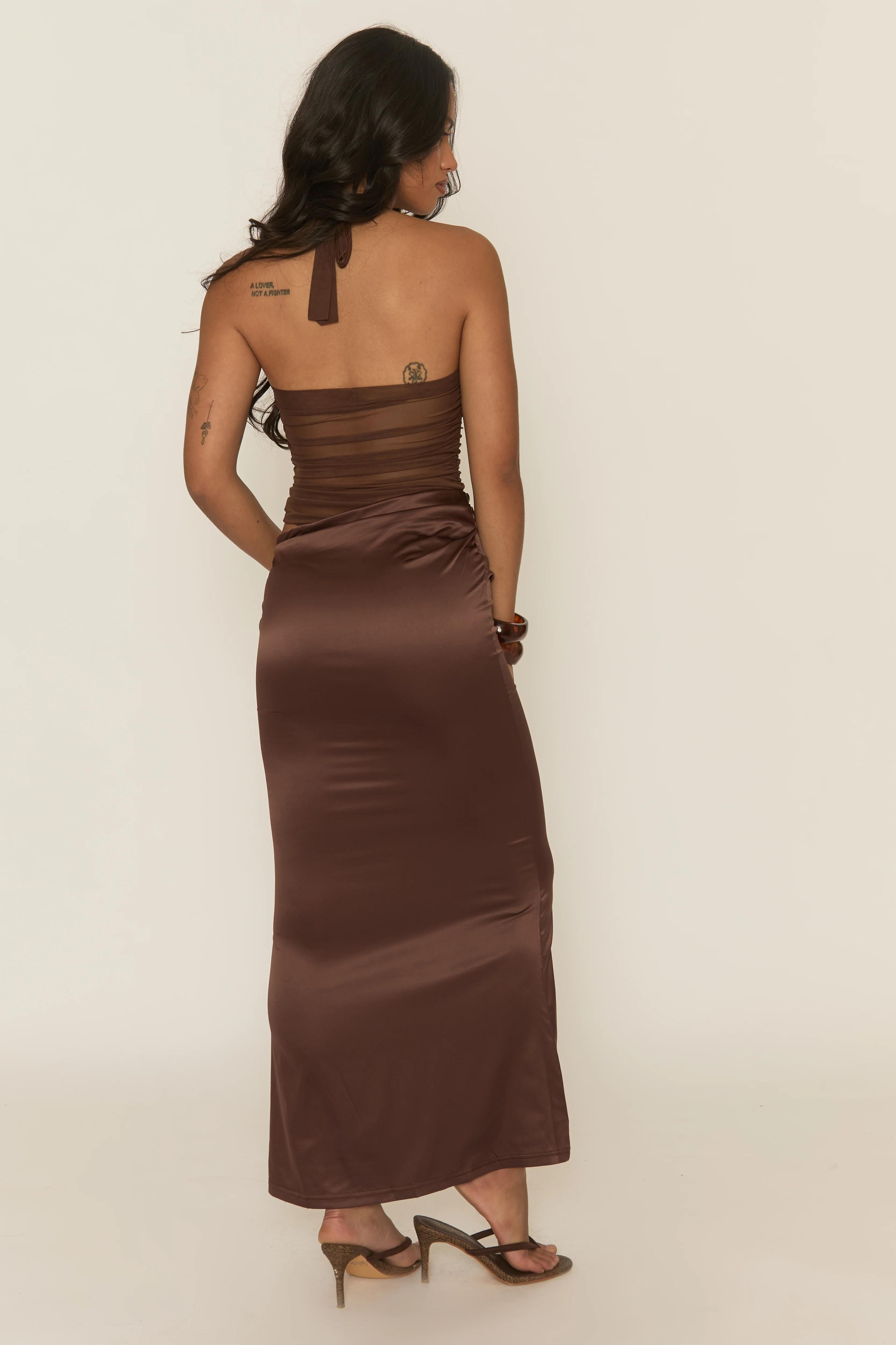 Chocolate Semi Sheer Maxi Dress - Natara - Image 5
