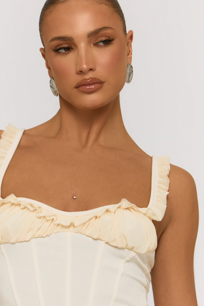 Cream Frill Corset Top - Sabrina - Image 3