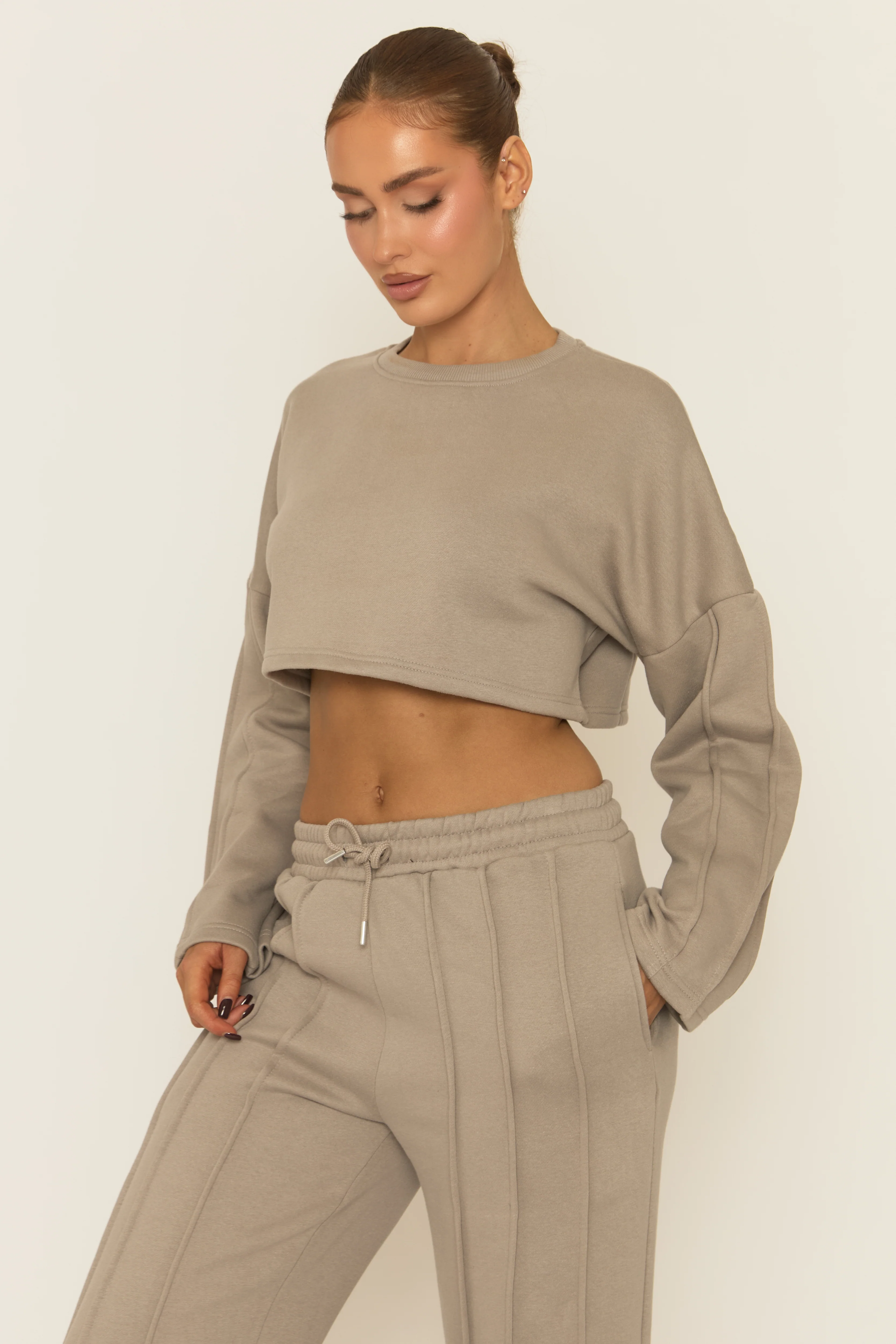 Dove Grey Binding Detail Loungewear Co-ord Set - Ceri - Image 5