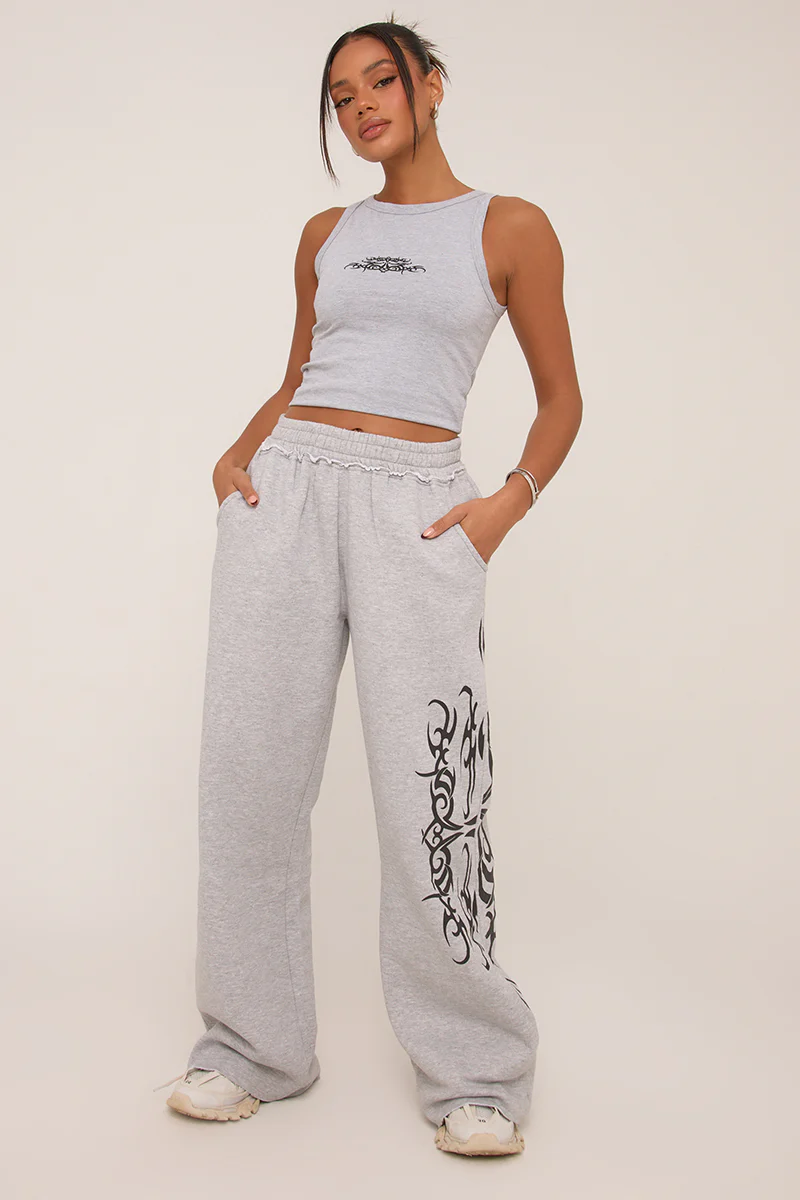 Grey Graphic Printed Jogger Trouser - Bertha - Image 3