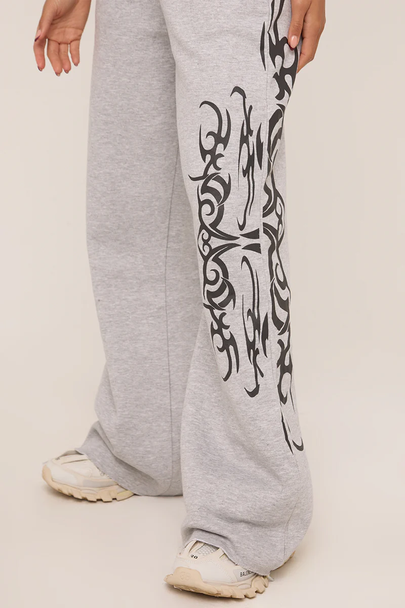 Grey Graphic Printed Jogger Trouser - Bertha - Image 4