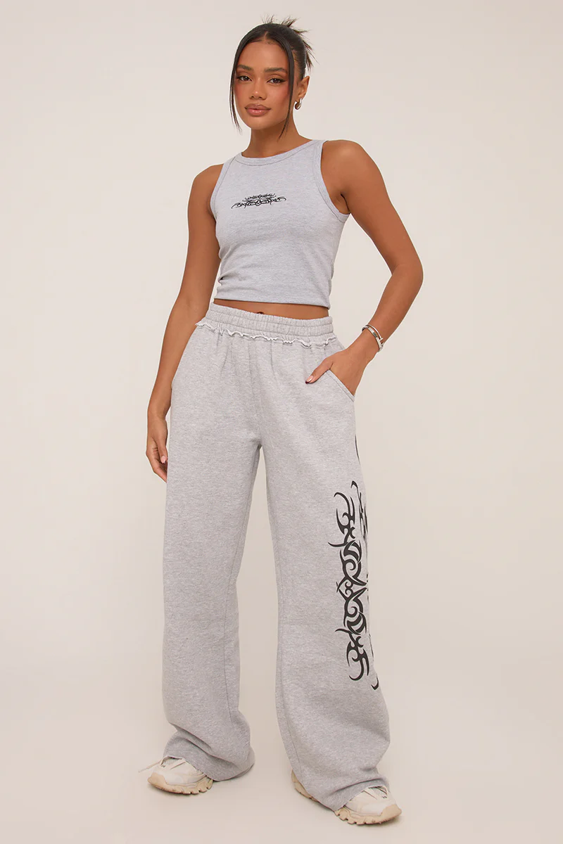 Grey Graphic Printed Jogger Trouser - Bertha - Image 5