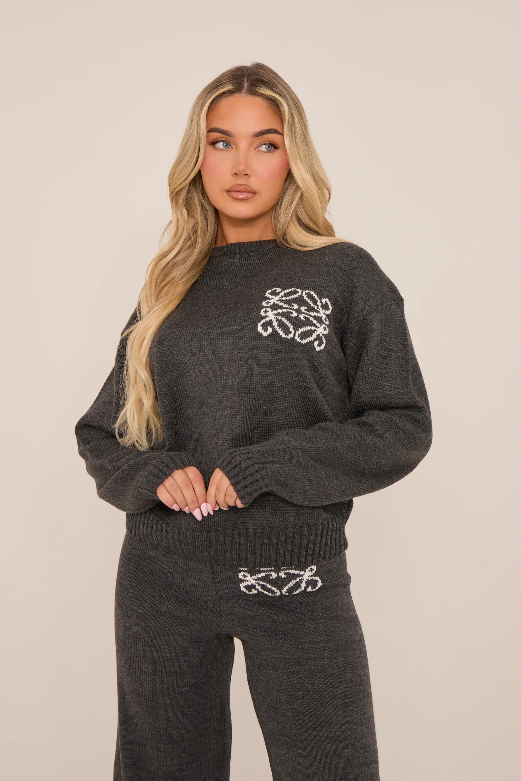 Grey High Waist Wide Leg Joggers - Lively - Image 3