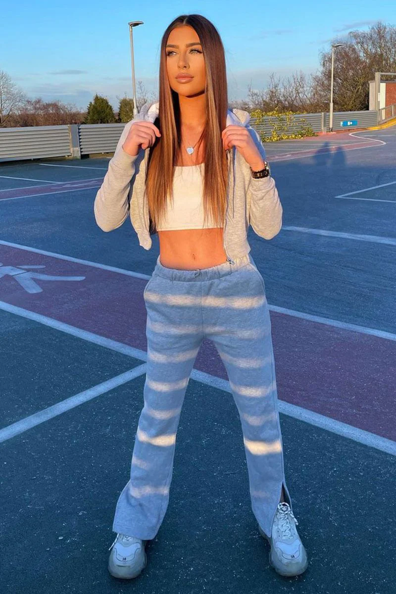 Grey Side Split Wide Leg Jogger - Halsey - Image 8