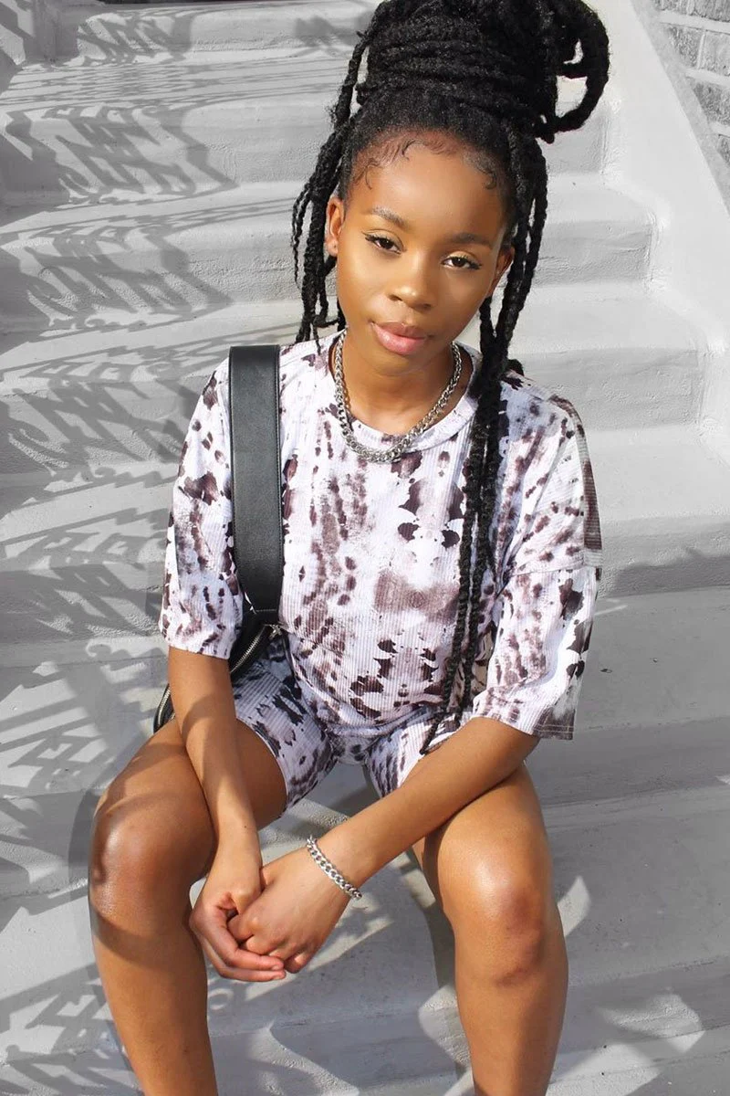 Grey Tie Dye Ribbed Cycling Shorts Co-ord - Haizlee - Image 6