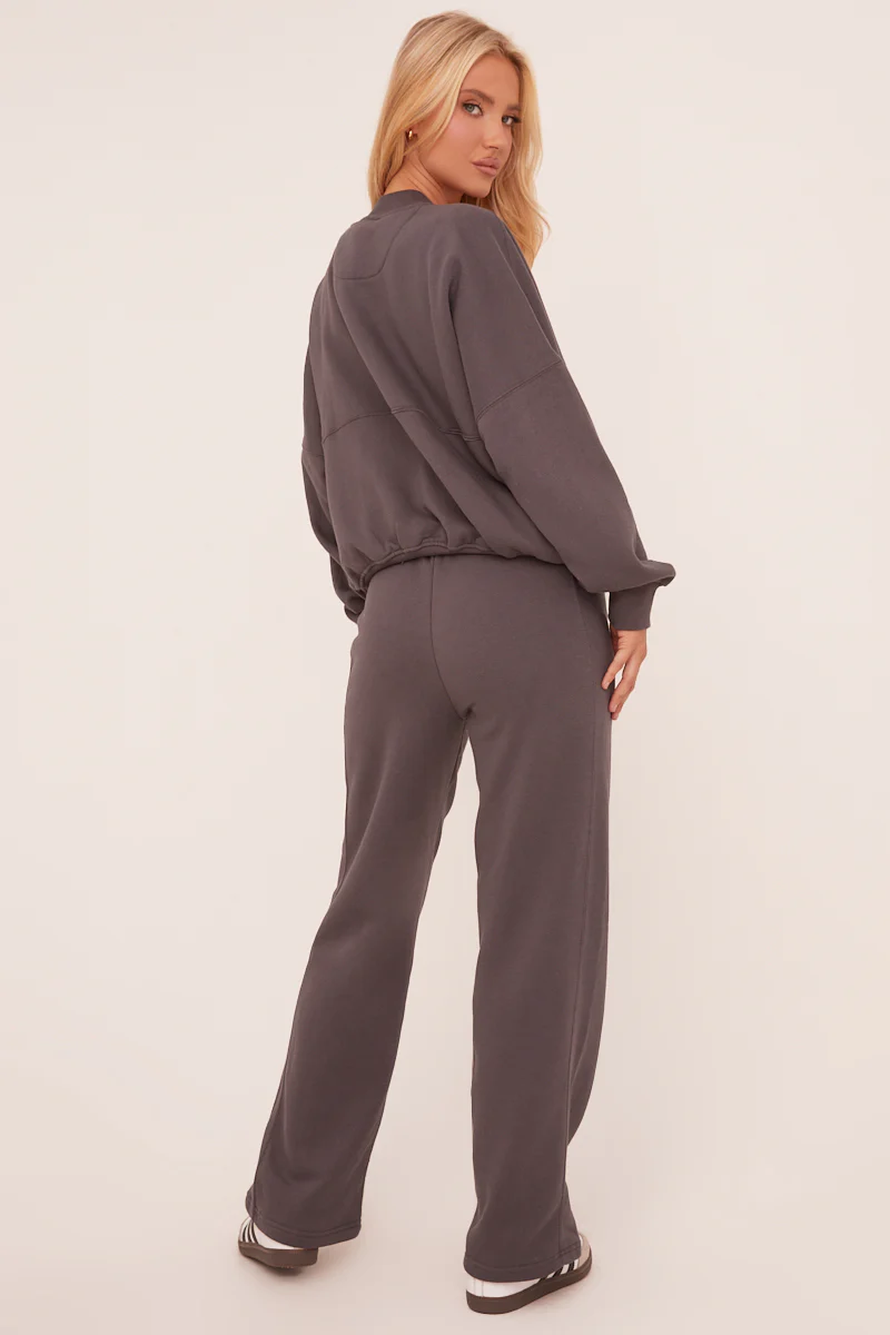 Grey Zip Front Bomber And Joggers Loungewear Co-ord Set - Sasha - Image 4