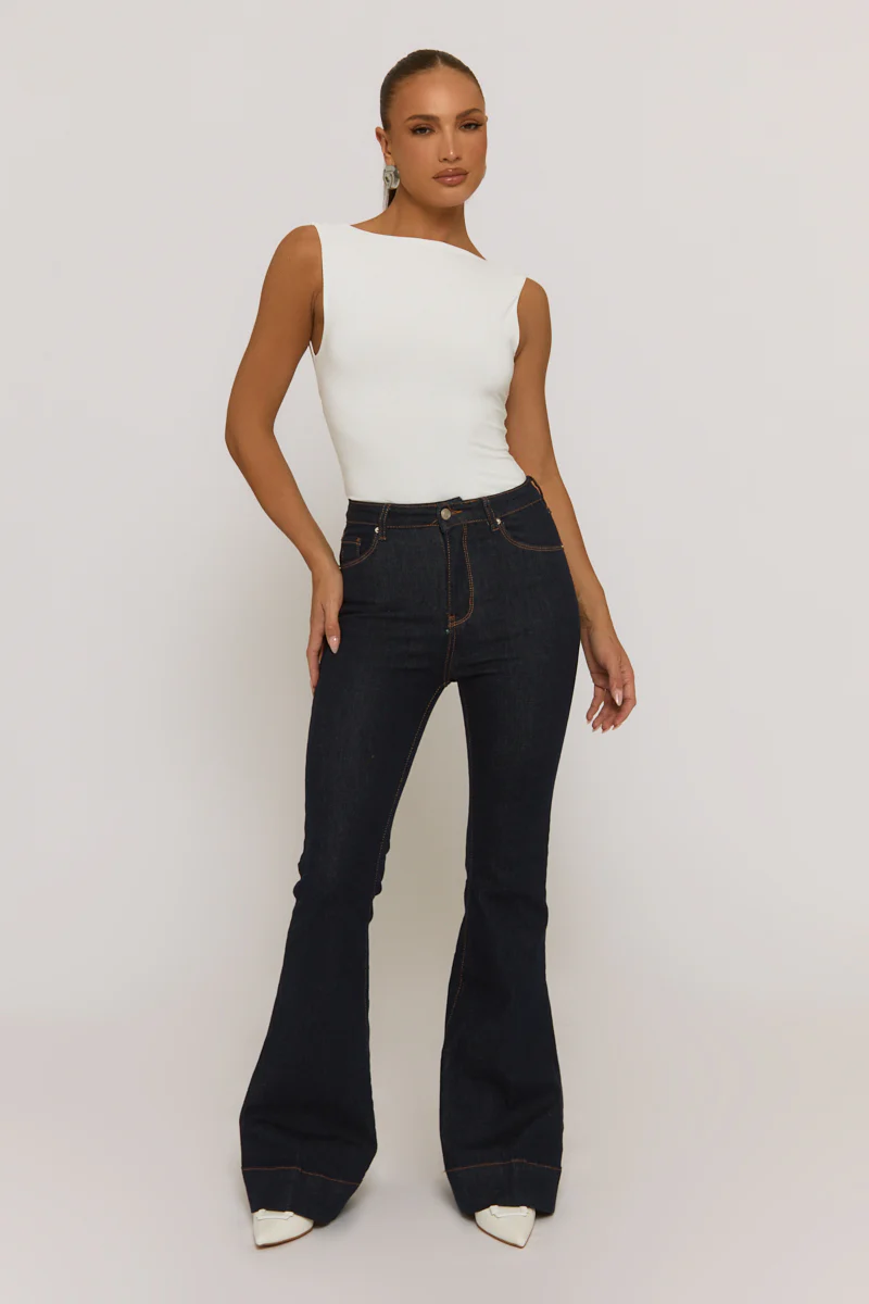 Ivory Slash Neck Open Back Bodysuit - Aliona - Image 5