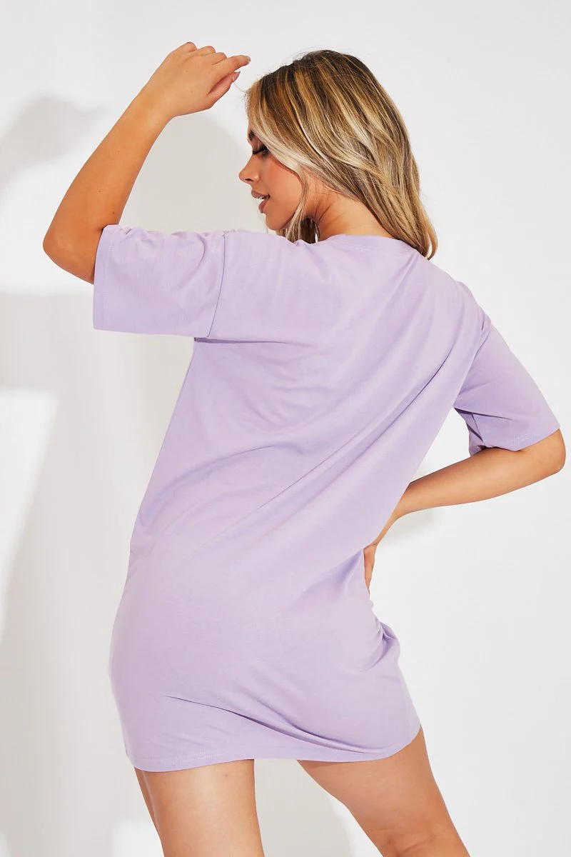 Lilac Flawsome Slogan Printed T-shirt Dress - Neita - Image 4