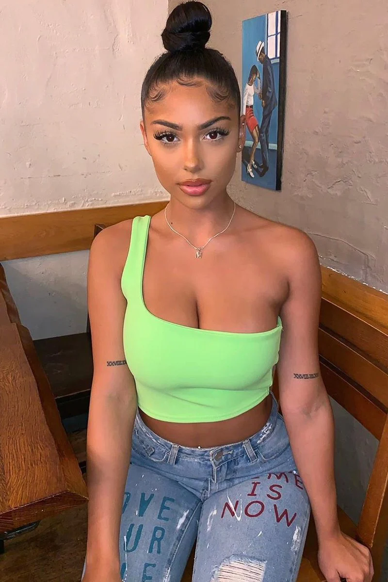 Neon Green One Shouldered Crop Top - Kamri - Image 7