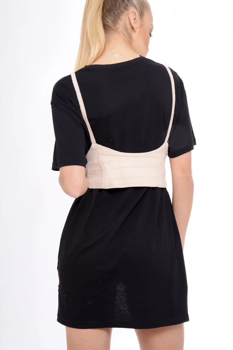 Nude Corset Lace Up Eyelet Crop Top - Mylene - Image 3