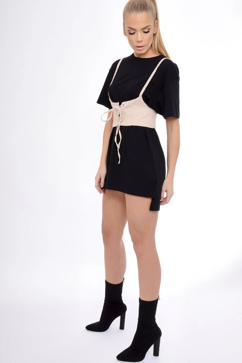 Nude Corset Lace Up Eyelet Crop Top - Mylene - Image 4