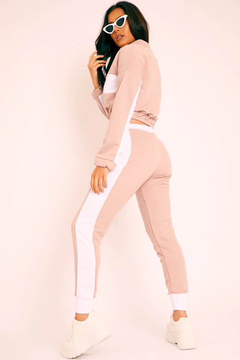 Nude White Stripe Cuff Bottom Tracksuit Co-ord - Nadie - Image 3